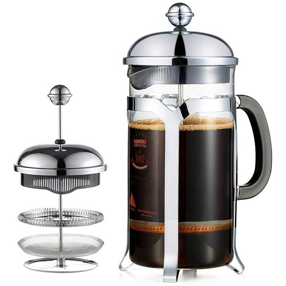 French Press Coffee Maker(34 Oz),Press System,Heat Resistant Thickened Borosilicate Glass, Easy Clean