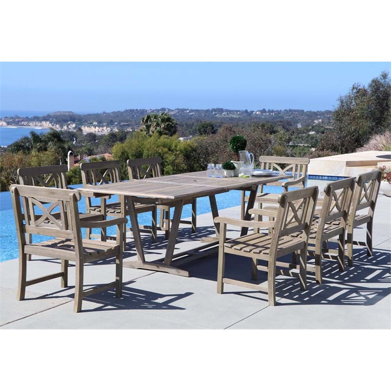 Hand Sed Wood Patio Dining Set, Rockwood Outdoor Furniture