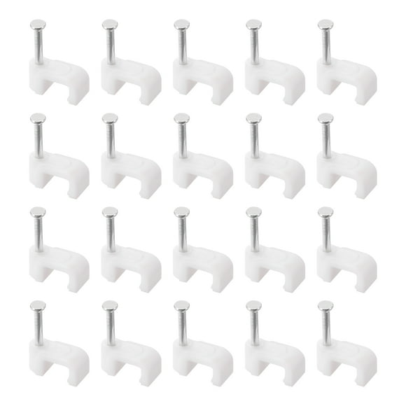 Clip de cable, paquete de 100, clips de cable de 7 mm con clavo, abrazaderas de cable en círculo, tachuelas de cable, clips de cordón