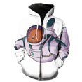 thumbnail image 3 of Sudadera con capucha y cremallera con estampado 3D de astronauta de dibujos animados creativos para hombres y mujeres, sudaderas, tops, sudaderas con capucha de gran tamaño para niños, 3 of 5