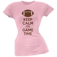thumbnail image 1 of Keep Calm Game Time Football Pink Juniors Soft T-Shirt, 1 of 1