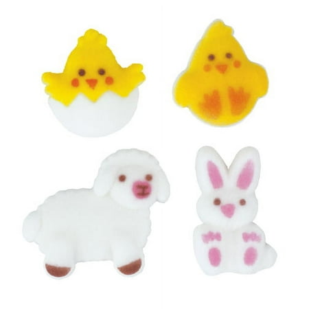 Easter Buddies Molded Sugar Cake/Cupcake Decorations - 12 ct