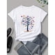 thumbnail image 1 of Butterfly Tree Print T-Shirt, Short Sleeve Casual Top For Summer & Spring, Women's Clothing, 1 of 6