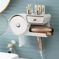 thumbnail image 2 of Soporte organizador de baño multifuncional con dispensador de toallas faciales cosméticas, soporte organizador de de pelo, organizador de baño Blanco Sunnimix Bandeja de almacenamiento de baño, 2 of 7