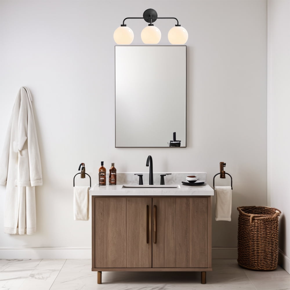 Bathroom Sconce, Triple Mouth-blown Glass Globe Sconce, Vanity Mirror Lamp , Bath Lighting Fixtures