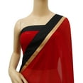 thumbnail image 6 of Atasi Women's Solid Maroon Indian Designer Georgette Saree With Blouse Piece, 6 of 8