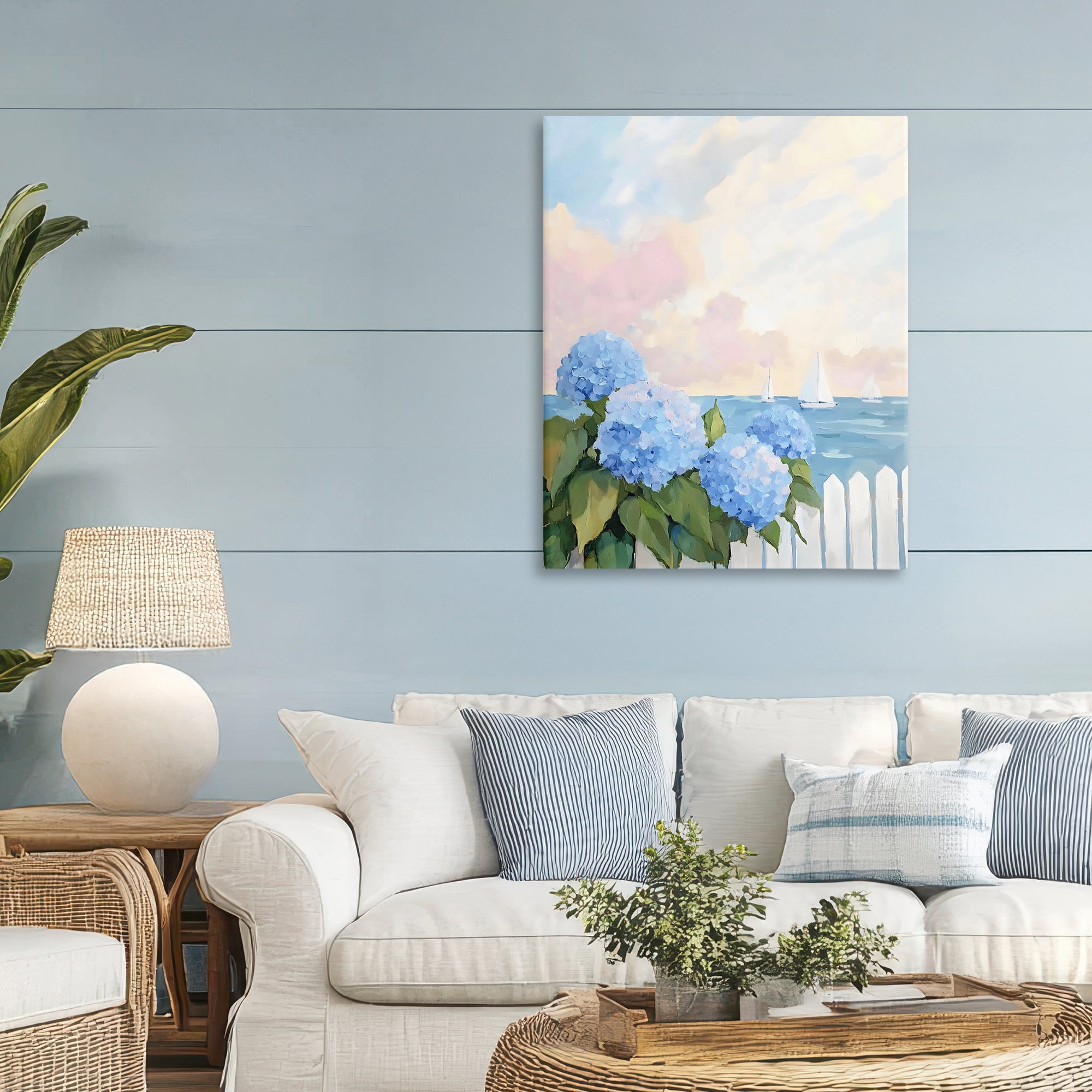 Stupell Industries Hydrangeas By The Sea Canvas Wall Art, design by Creative Studio