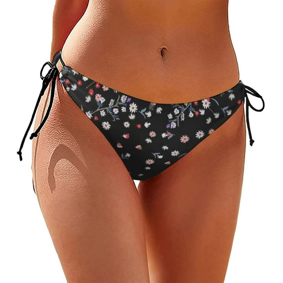Haoxianjian Women's Swim Shorts Tie Side Print Bikini Bottom String Bathing Suits Bottoms Swimsuit Briefs