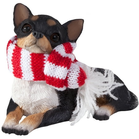 - Sandicast Lying Tri Chihuahua with Scarf Christmas Dog Ornament