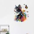 thumbnail image 2 of Adhesivos de pared con forma de gato colorido con flores y mariposas, 2 of 3