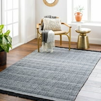 Hauteloom Anane Recycled Material Living Room, Bedroom Area Rug - Traditional, Transitional - Black, Light Slate, Charcoal - 8' x 10'