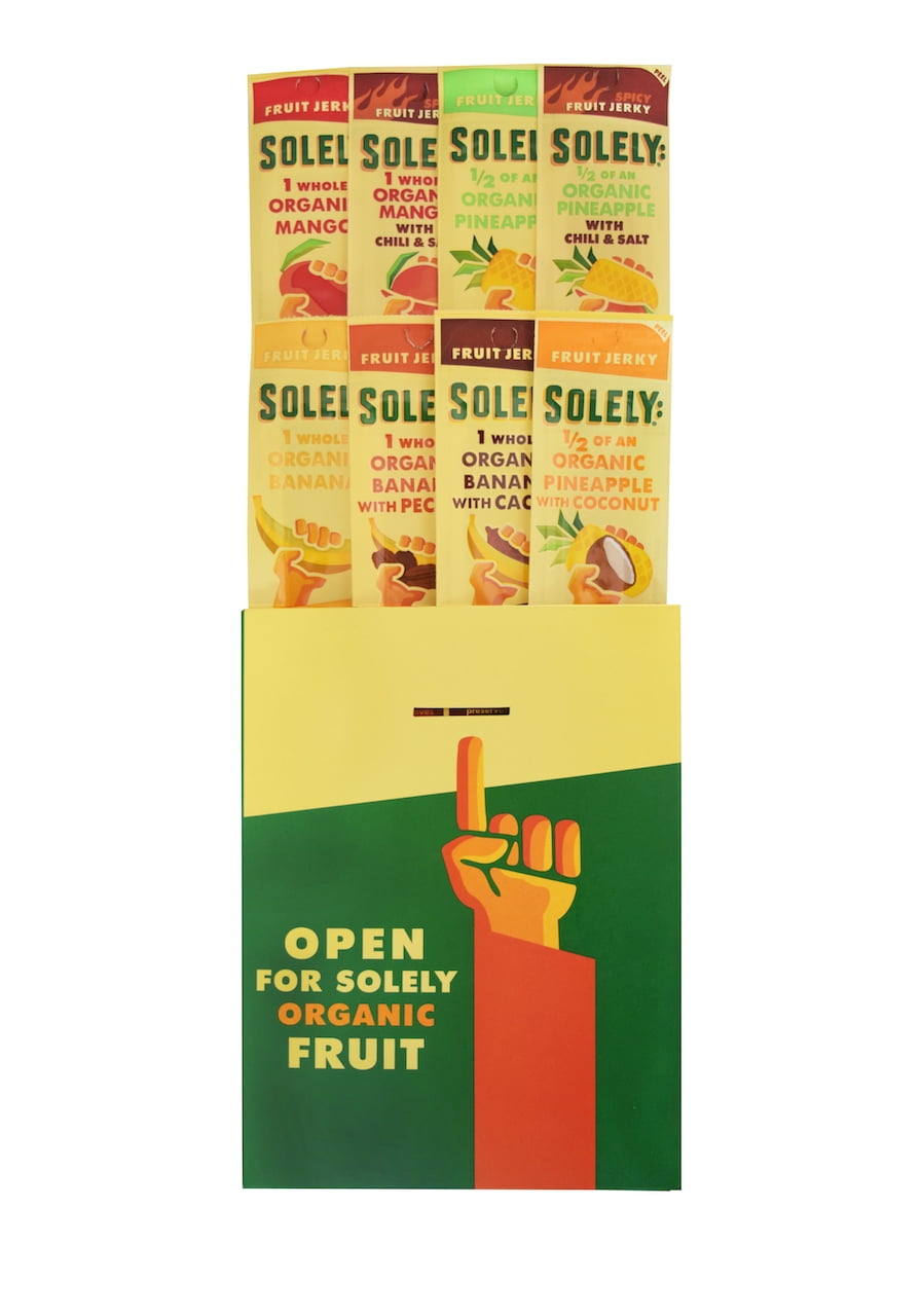 Solely Organic Fruit Jerky Variety Pack, 8 Strips Minimal Ingredients Vegan NonGMO No