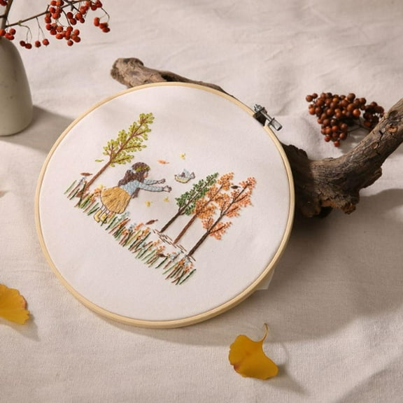 Stamped Embroidery Stitch Kits Colorful Life Patterns Decor For Beginner, 30x30cm 1