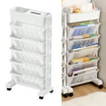thumbnail image 2 of Estantería móvil de gran capacidad, giratoria, extraíble, de plástico, práctica, con ruedas, para organización, 6 capas, 2 of 14