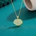 thumbnail image 4 of 14K Gold Real Natural Jade Peace Lock Necklace, Elegant Jade Pendant, Exquisite Jewelry Gift for Wife's Well-being, 4 of 4