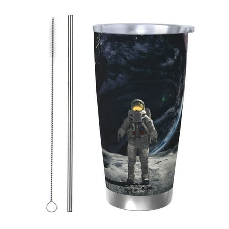 

Susaid Astronaut Standing In The Moon Print 20oz Car Cup Insulated Coffee Cup Fully Spill Proof Travel Coffee Mug Stainless Steel Tumbler for Work Home Outdoor Car-Straw Two-piece Set