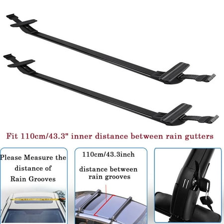 2Pcs/set Universal Adjustable Aluminum Car Top 43.3inch Luggage Roof Rack Cross Bar Carrier Window