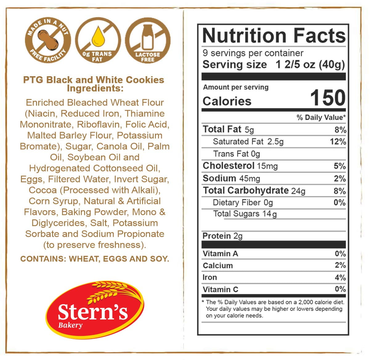 Black and White Cookies | NY Style Black & White Cookies | Snack Cakes | Fresh & Delicious | Kosher | Office Snack | Coffee Snack | Stern’s Bakery (18 Count Black & White Cookies)