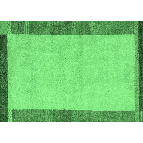 Ahgly Company Indoor Rectangle Abstract Emerald Green Modern Area Rugs, 2' x 4'