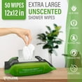 thumbnail image 3 of Body Wipes for Camping 50 XXL Camping Wipes 12''x 12'', Shower Body Wipes for Camping, Body and Face Wipes, Biodegradable Personal Hygiene Body Cleansing Wipes for Women Men Kids Elderly Travel, 3 of 8
