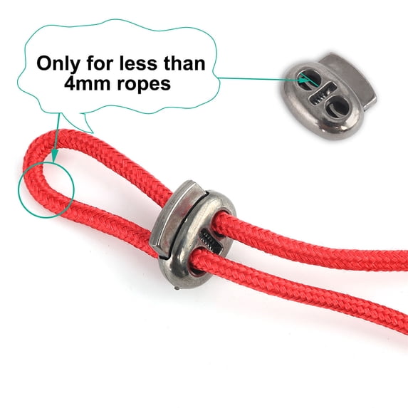 8 Pcs Spring Cord Locks Plastic End Fastener Double Holes Clip Rope Toggle Stoppers Sliders, Metal Black