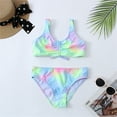 thumbnail image 2 of Toddler Girls Two Pieces Swimsuit Tie-dye Pattern Chest Drawstring Design Beach Bathing Suit Infant Girl Bikini Swimsuit For Indoor Outdoor Swimming, 2 of 9