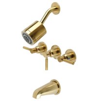 Concord Three-Handle Tub & Shower Faucet, Brushed Brass