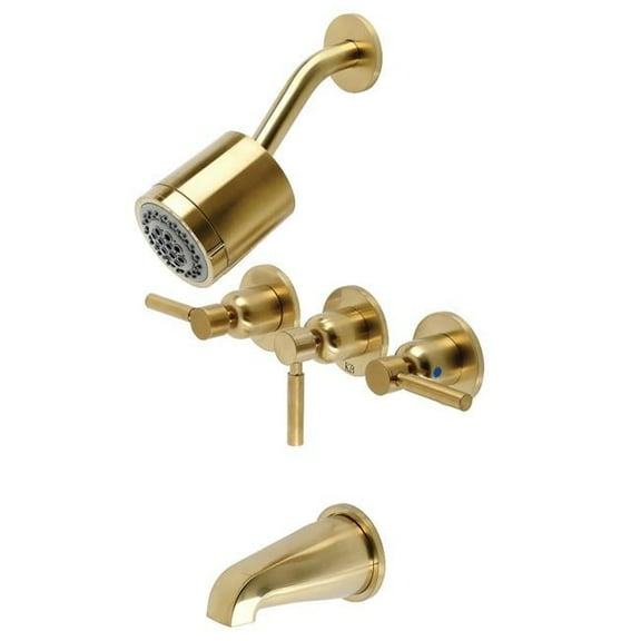 Concord Three-Handle Tub & Shower Faucet, Brushed Brass