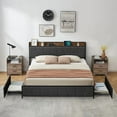 thumbnail image 2 of Bed Frame with 2 Storage Drawers, Linen Upholstered Platform Bed with Charging Station & Storage Headboard, No Box Spring Needed, Easy-Assembly, 2 of 8