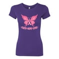 thumbnail image 2 of Wild Bobby, Butterfly Pink Ribbon Faith Hope Love, Breast Cancer Awareness, Women Slim Fit Junior Tee, Purple Rush, Small, 2 of 5