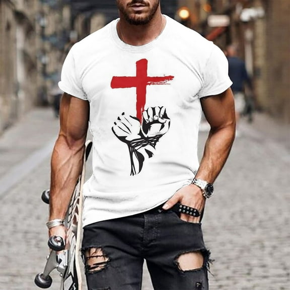 Herrnalise Gift For Men Men Casual Fashion Print Round Neck Pullover T-Shirt Short Sleeve Tops under $10