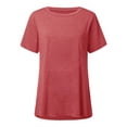 thumbnail image 2 of XXLvision Women Solid Color Round Neck Short Sleeve Tunic Pullover Tops, 2 of 4