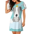 thumbnail image 2 of Gukieu Dog In Bathtub Print Women's Nightgown, A-line Round Neck Short-sleeved Nightgown Pajamas Home Wear Suitable for Home and Outing, 2 of 6