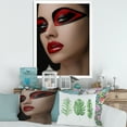 thumbnail image 3 of Designart 'Red Lips Black Makeup On The Eyes of Mask Girl' Modern Framed Art Print, 3 of 4