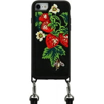 ZERO GRAVITY Strawberry Honey Phone Case w/Strap for iPhone 6/6s/7/8/SE 2nd Generation - Embroidered Design - Drop Tested, 360 Protection