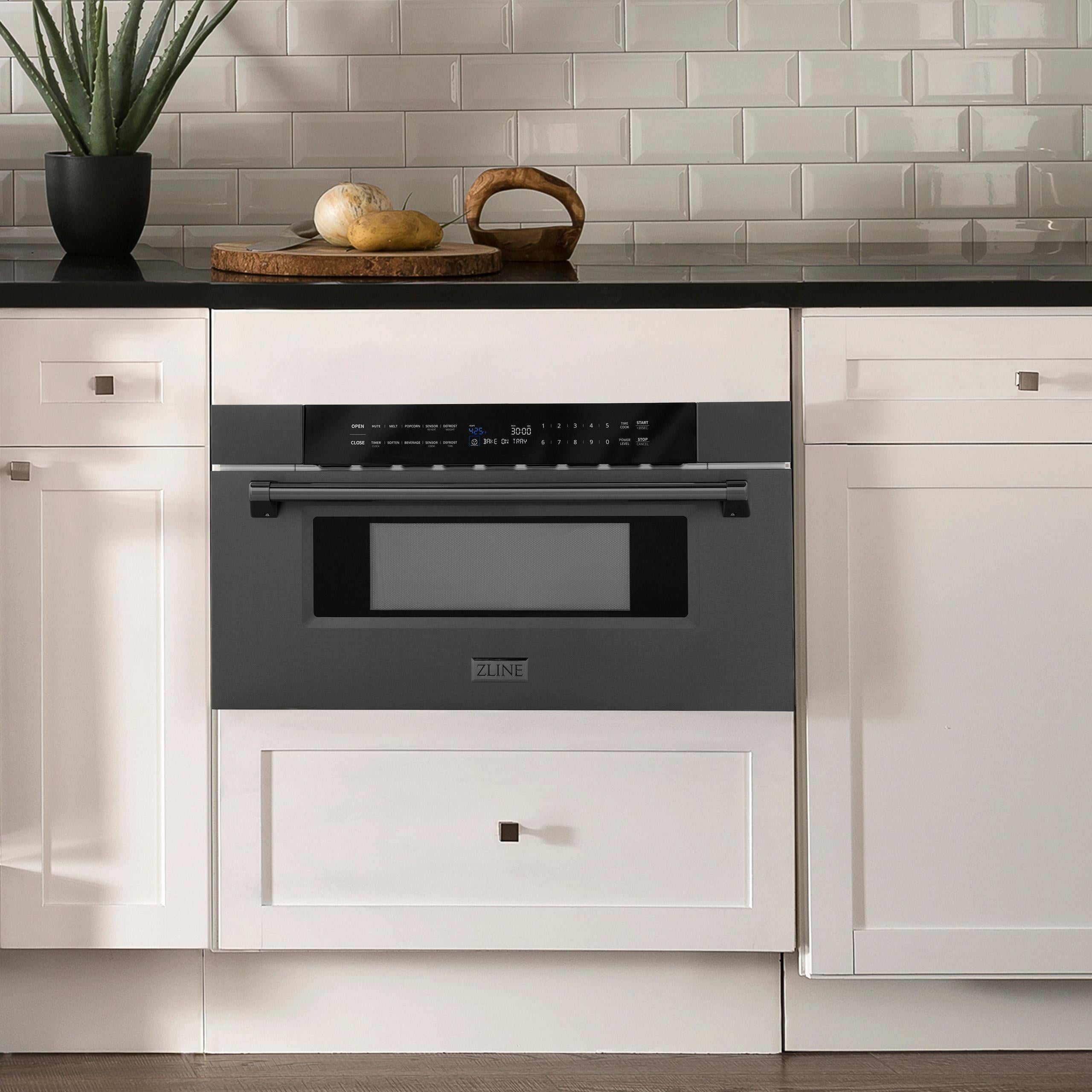 ZLINE 30" 1.2 cu. ft. Built-in Microwave Drawer in Black Stainless Steel