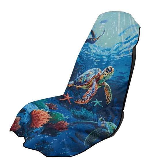 Psesaysky Cute Sea Turtle Waterproof Car Seats Towel Cover After Gym, Sweatproof Universal Fit Towel Seat Covers Washable Non-Slip Front Bucket Seat Protector for Cars SUVs Vans Trucks