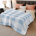 thumbnail image 2 of Blue Checkered Throw Blanket, Flannel Fleece Blanket with Striped Design for Couch, Blue White Buffalo Plaid Soft Breathable All Season Plush Blankets for Sofa Office Bed 50"x60", 2 of 9