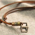 thumbnail image 3 of Ruanlalo Men's Women's Punk Retro Style Leather Rope Hollow Cube Pendant Choker Necklace Coffee, 3 of 6