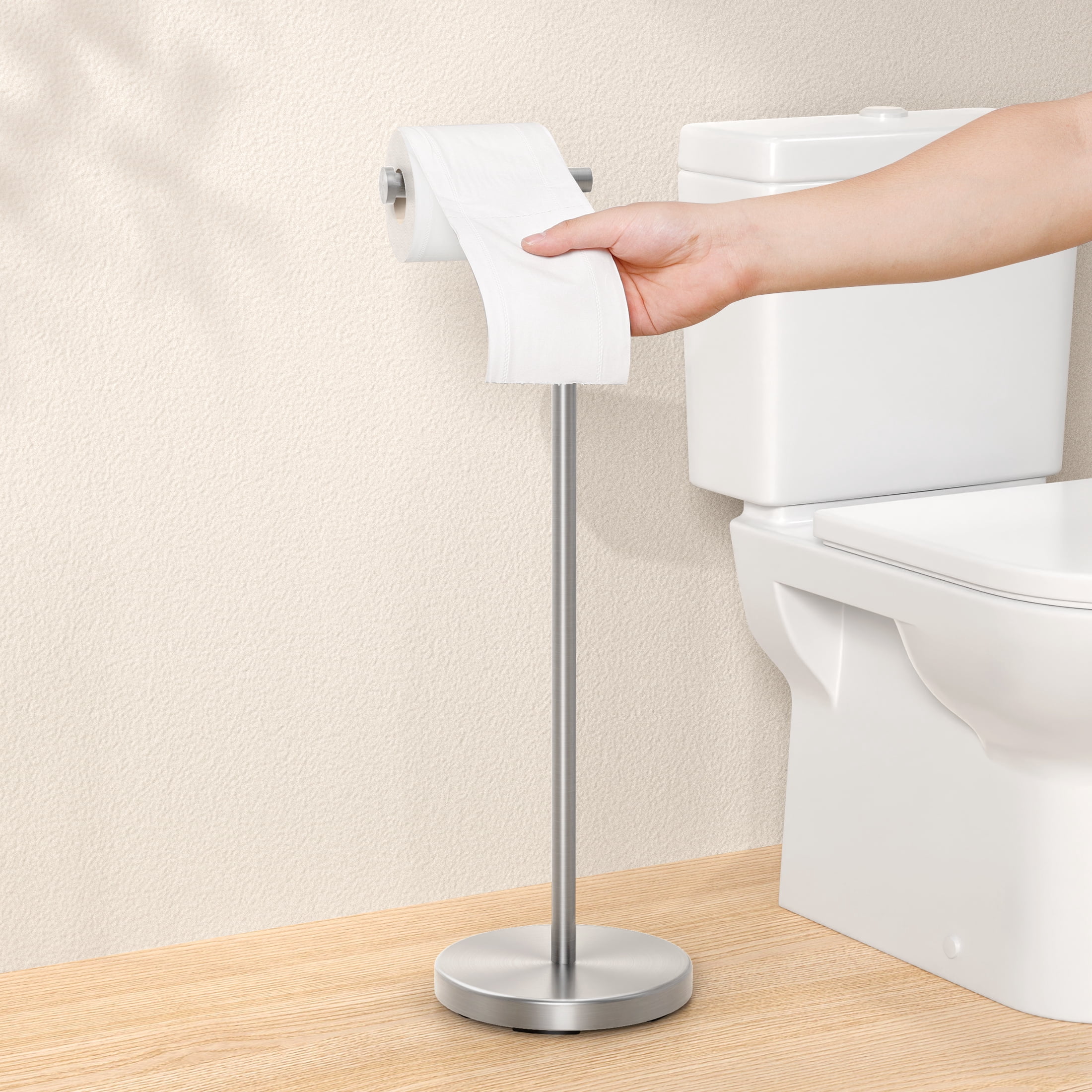 KES Toilet Paper Holder Free Standing 26" H (Taller Version), Toilet Paper Roll Holder Stand with Weighted Base for Bathroom, 18/8 Stainless Steel Brushed