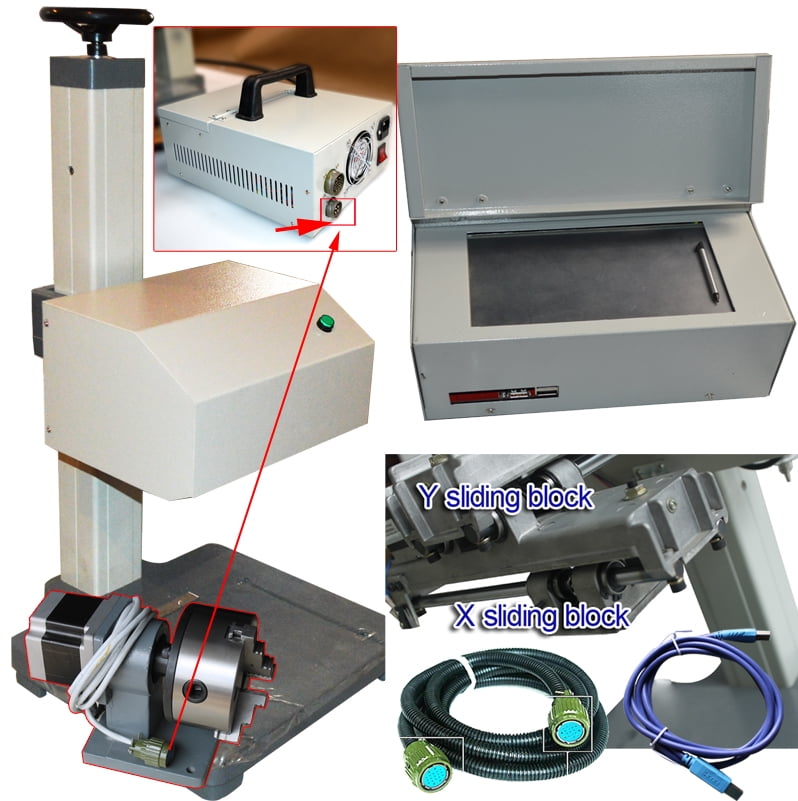 INTSUPERMAI 7" LCD Touch Screen Pneumatic Dot Peen Marking Machine and Rotation Axis Set