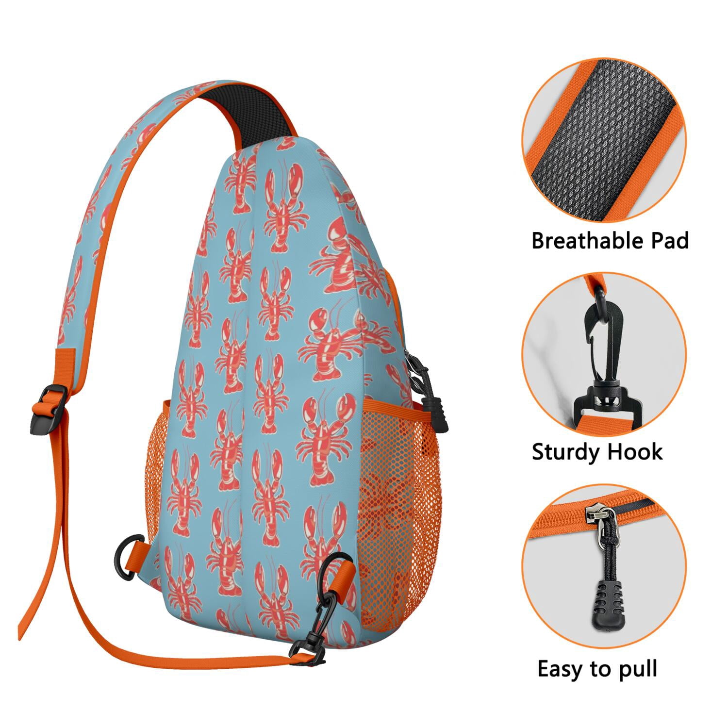 Seafood & Starfish Crossbody Bag - Vintage Coastal Shoulder Backpack for Travel - Durable & Comfortable Daypack for Commuting, Hiking & Urban Use
