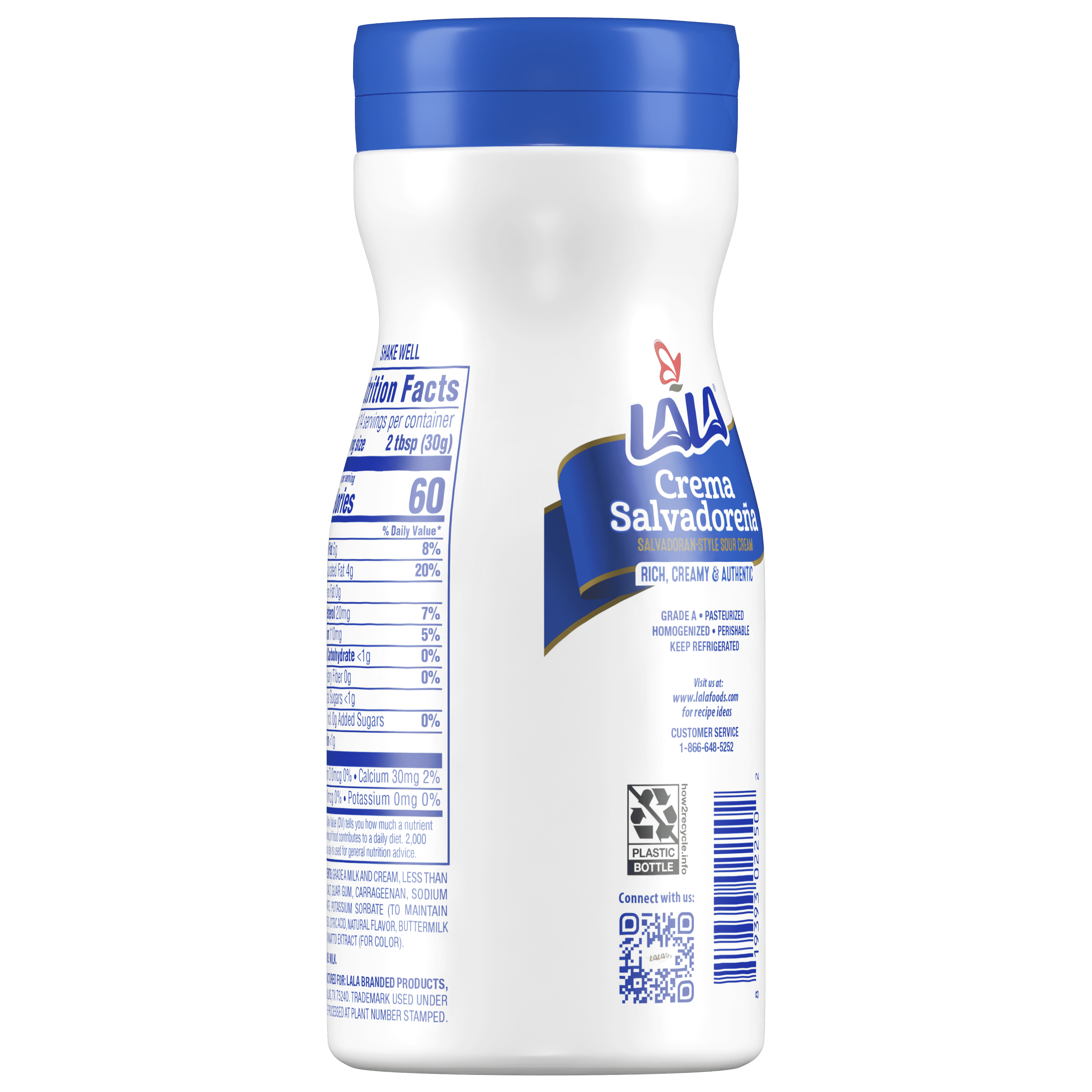 LALA Salvadorian Crema Refrigerated Pourable Sour Cream Topping, 15 oz ​Tub