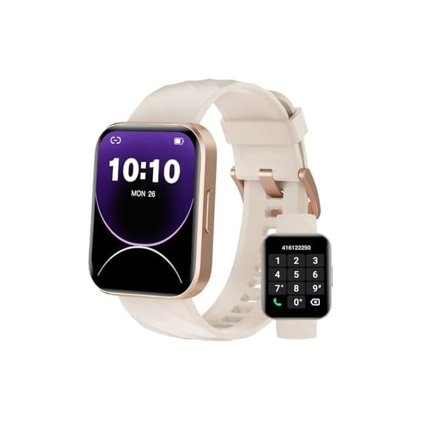 wonima44 Smart Watch (Answer/Make Calls), 1.85" Smart Watches for Men Women Digital Watch Fitness Tracker with 100+ Sport Modes Heart Rate Monitor for iOS Android Phones Waterproof Milky White