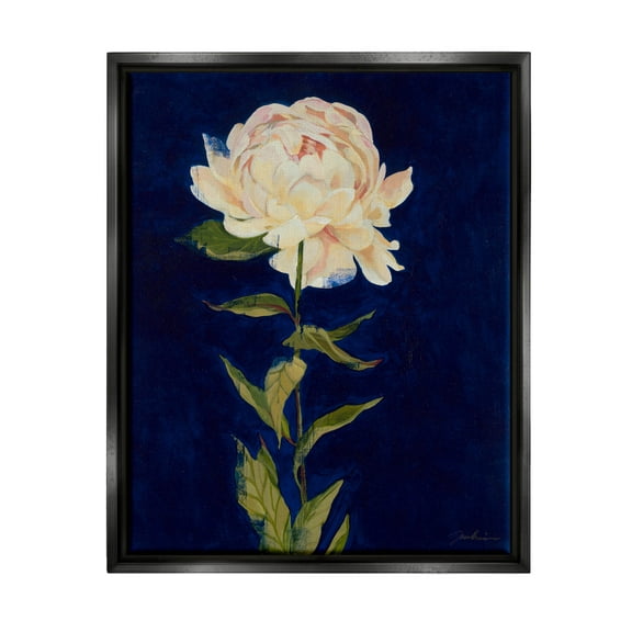 Stupell Industries Bold Rose Bloom Painting Painting Jet Black Floating Framed Canvas Print Wall Art, Design by Liz Jardine