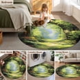 thumbnail image 5 of Round Rug 4Ft Washable Non-Slip, Forest Circle Area Rugs for Living Room Bedroom, Nature Woodland Spring Scenic Green Trees Flower Indoor Floor Mats Carpet Runner for Home Decor Aesthetic, 5 of 8