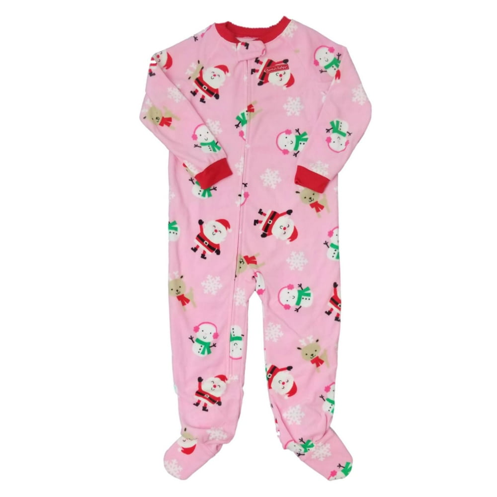 Carter's Carters Infant Girls Pink Fleece Santa Sleeper Holiday Carter's Carters Infant Girls Pink Fleece Santa Sleeper Holiday
