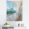thumbnail image 1 of Modern Tapestry, Interior of Penthouse Empty Living Room Large Windows Sea Mountains View Art, Fabric Wall Hanging Decor for Bedroom Living Room Dorm, 5 Sizes, White Blue Beige, by Ambesonne, 1 of 1
