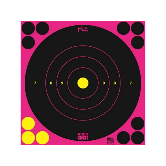 Pro-Shot Splatter Shot 8in Pink Bullseye Target - Peel & Stick - 6 Pack, 8B-PINK