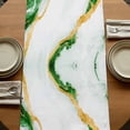 thumbnail image 5 of Marble Green 120 Inch Table Runner, Gold Foil Ceramic Style Crack Scratch Farmhouse Dresser Scarf Cotton & Linen Tablerunner for Dining/Kitchen Island/Holiday Party Décor 13" x 120", 5 of 9